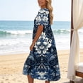 thumbnail image 7 of Women's Summer Casual Dresses Plus Size Round Neck Zipper Floral Print Dress, 7 of 7