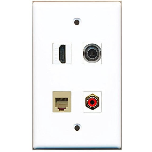 RiteAV - 1 Port HDMI 1 Port RCA Red 1 Port Phone RJ11 RJ12 Beige 1 Port 3.5mm Wall Plate