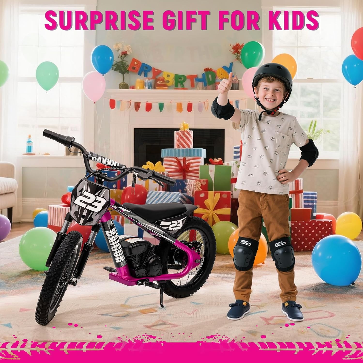 NEORIVER Electric Dirt Bike for Kids 6-12 with Shock-Absorbing Front Fork, 250W Electric Motorcycle Up to 15.5MPH, 24V Detachable Battery, 16'' Tire Electric Balance Bike with Kickstand