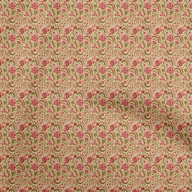 oneOone Polyester Spandex Medium Yellow Fabric Jacobean Floral Craft Projects Decor Fabric Printed By The Yard 56 Inch Wide