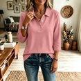 thumbnail image 5 of Dweltoz Womens Button Down Polo Shirts Casual Long Sleeve Collared Golf Top Trendy Office Solid Tennis Shirts Lightweight Breathable Athletic Tops,Light pink L, 5 of 6