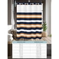 thumbnail image 6 of No Hook Cloth Fabric Shower Curtain with Snap in Liner, Orange Navy Blue Striped Waterproof Shower Curtains Set with See Through Top Window, Minimalist Farmhouse Lines Bath Curtains Shower 48"x72", 6 of 6