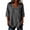 Gray, variant on Women's V-Neck 3/4 Sleeve Blouse, Asymmetric Wrap Linen Top with Decorative Buttons, Loose Fit Casual Tunic