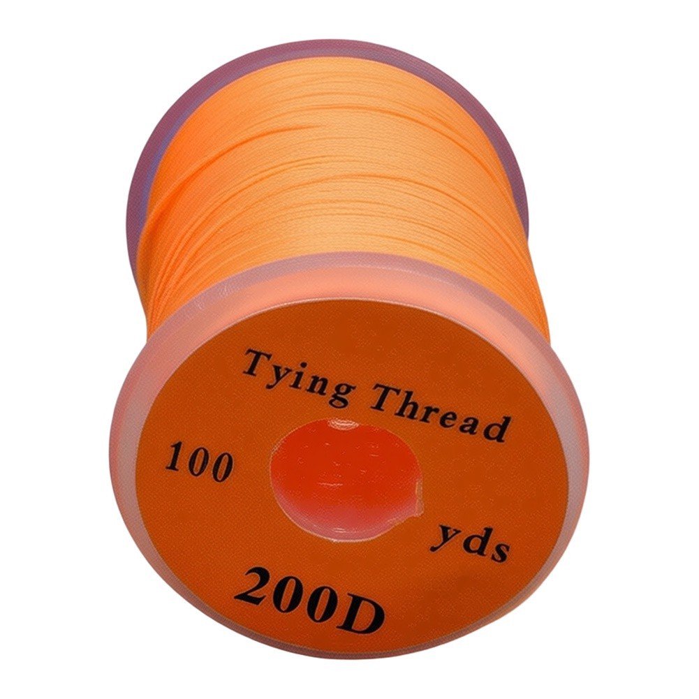 RIXUNO 200D Fly Tying Thread Fluorescent Orange Nylon Body Thread 100 Yards Spool for Building Flies Streamers and Nymphs Standard Holder Fly Tying Material 1 Spool