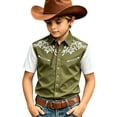 thumbnail image 4 of PRfgtbd Boys 4th of July Shirt Kids Western Cowboy Shirts Printed Short Sleeve Button Down Shirt Holiday Casual Tops For Children Wear 12-13 Years, 4 of 4