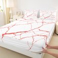 thumbnail image 3 of Manfei Aesthetic Marble Twin Sheet Sets,Modern Fluid Art Twin Fitted Sheet,Red White Flat Sheet For Adult,Breathable Bedroom Decor,3pcs, 3 of 7