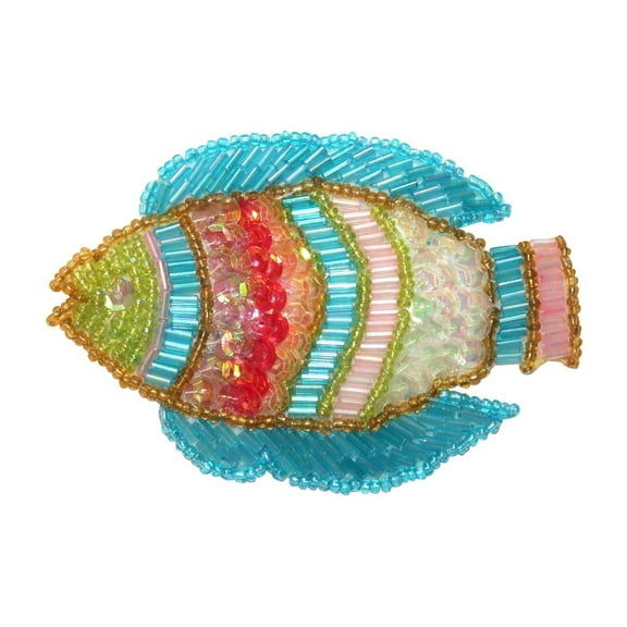 ID 8963 Striped Tropical Fish Patch Aquarium Ocean Sea Beaded Iron On Applique