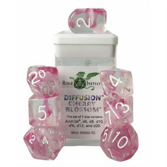 Role 4 Initiative Polyhedral Dice - Cherry Blossom, Arch'd d4's w/White Numbers (15) New