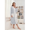 thumbnail image 4 of U2SKIIN Womens Plush Robe, Soft Fluffy Bathrobe Lightweight Button Warm Loungewear,(Light Grey+White,S-M), 4 of 5