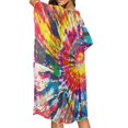 thumbnail image 4 of HELLHERO Lightweight Bathing Suit Cover Up for Summer Polyester Casual Womens Beach Coverups Kimono Cardigan Cover Up Colorful Tie Dye Patterns, 4 of 6