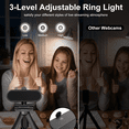 thumbnail image 4 of 2K Webcam for PC, 1080P 60FPS USB Webcam with 3-Level Ring Light, Autofocus, Dual Noise Cancelling Mics, 108° Wide Angle, Low Light Vision, Privacy Cover & Tripod, for Meetings, Video Calls,Streaming, 4 of 11