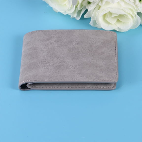 LOLIPPYY Light Grey PU Coin Purse Men Wallet Compact Credit Holder for Cards and Coins
