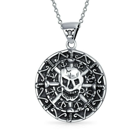 Round Coin Heavy Large Medallion Caribbean Aztec Pirates Skull Pendant Necklace For Men Oxidized 925 Sterling Silver Canada - Mens Round Pendant Necklace Silver Round Coin Heavy Large Medallion Caribbean Aztec Pirates Skull Pendant Necklace For Men Oxidized 925 Sterling Silver Canada - Mens Round Pendant Necklace Silver