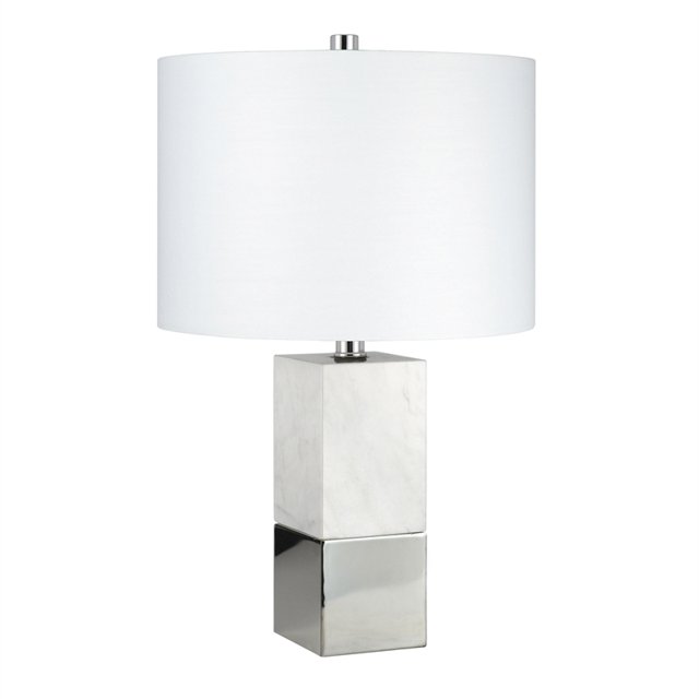 Henn&Hart 13" Marble/Polished Nickel Marble/Metal/Fabric Table Lamp