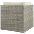 thumbnail image 3 of Modway Repose Rattan & Fabric Patio Corner Chair in Light Gray & Beige, 3 of 3
