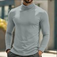thumbnail image 5 of TOUMENY Men High Neck Top Long Sleeve Slim Fit Solid Casual Sweater Pullover Cotton Fashion Breathable Quick Dry Winter Sweater Gray M, 5 of 6