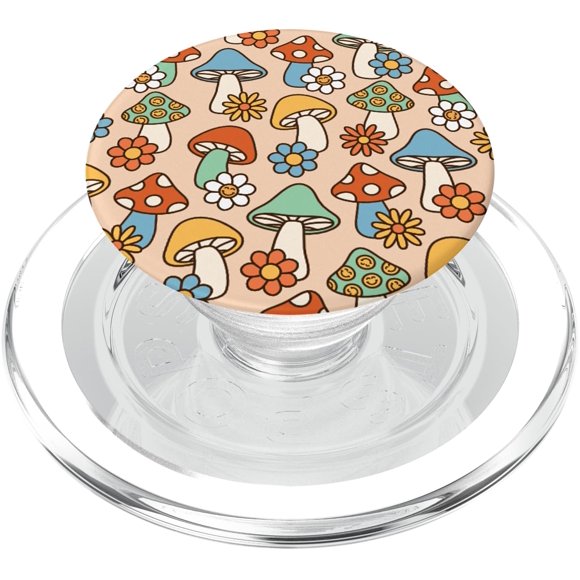 PopSockets PopGrip para MagSafe Hippie con forma de hongo y flor de los años 60 y 70