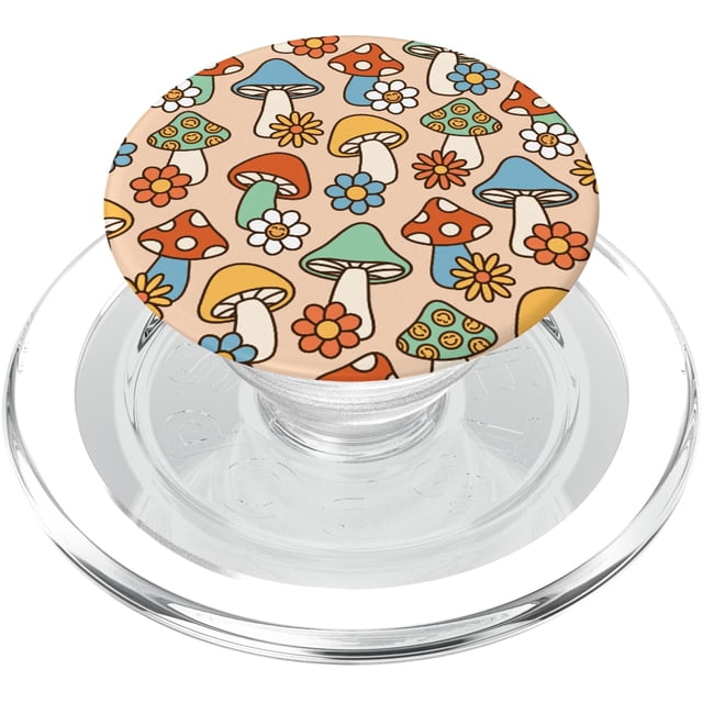 PopSockets PopGrip para MagSafe Hippie con forma de hongo y flor de los años 60 y 70