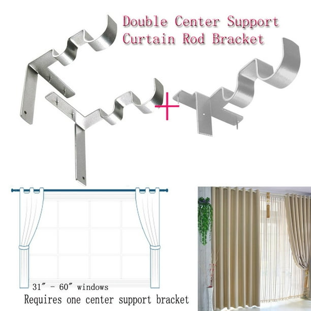 Hang Double Center Support Curtain Rod Bracket Into Window Frame Rod