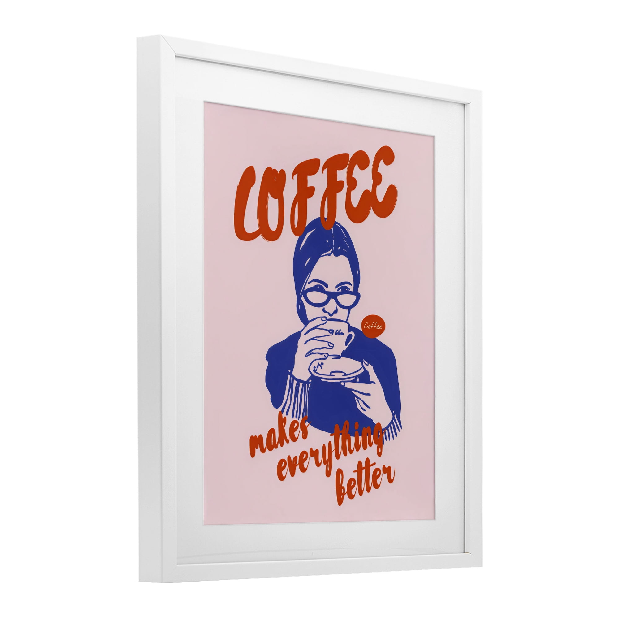 Stupell Industries Coffee Makes Everything Better White Framed Print Under Glass, design by The Prints Vibe