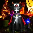 thumbnail image 3 of Gymax Cape Rouge Halloween 4,7 Pieds Chat Vampire Gonflable Décoration Extérieure avec Lumières LED, 3 of 10