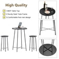 thumbnail image 4 of VECELO 3-Piece Bar Table Set with 2 Stools, Space Saving Round Pub Table Set for Breakfast Nook, Bistro, Dining Room, Kitchen, Black, 4 of 9