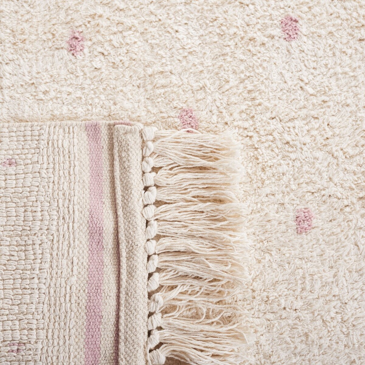 SAFAVIEH Easy Care Leptis Polka Dots Runner Rug, 2'3" x 9', Ivory/Pink