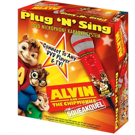 Emerson Karaoke MM205A Alvin & The Chipmunks Plug 'n' Sing Microphone with 30 Songs on DVD