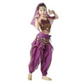 thumbnail image 2 of Purple Girls Middle Eastern Belly Dance Costume Set - 100% Polyester 5-13 Years with Coin Embellishments & Flowy Harem Pants, Complete Performance Outfit,Size 5-7 T, 2 of 7