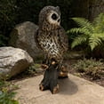 thumbnail image 2 of 18.98'' Large Owl Statue Garden Decor Outdoor Indoor, Hand-Painted Resin Owl Sculpture on Tree Stump, Wildlife Figurine Yard Art Ornament for Patio Lawn Porch Housewarming Gift,Brown, 2 of 7