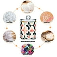 thumbnail image 6 of Yayeee 2 Pack Qtip Holder Bathroom Cotton Swab Canister with Lid Clear Dispenser Set, Black Retro Flower, 6 of 6