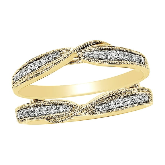 AFFY White Natural Diamond Solitaire Enhancer Ring in 14k Yellow Gold (0.2 Cttw)