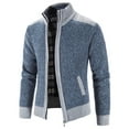 thumbnail image 3 of Lu's Chic Men's Zip Up Cardigan Sweater Full Zipper Long Sleeve Knit Slim Fit Knitwear Tops Pockets Blue 38, 3 of 3