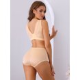 thumbnail image 2 of Unique Bargains Women's Lace Bra and Panty Sets Wire-free Bras Lingerie Set Beige 36 D, 2 of 6