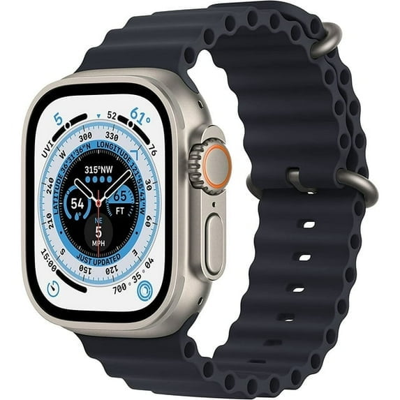 Restored Apple Watch Ultra [GPS + Cellular 49mm] Smart Watch w/Rugged Titanium Case & Midnight Ocean Band (Refurbished)