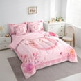 thumbnail image 3 of Castle Fairy Alphabet Rose 7-Piece Twin Bedding Sets,Flower Butterfly Bedding Comforter Set,Polka Dots Breathable Sheet Sets,Lightweight Initial Room Decor,Reversible, 3 of 8