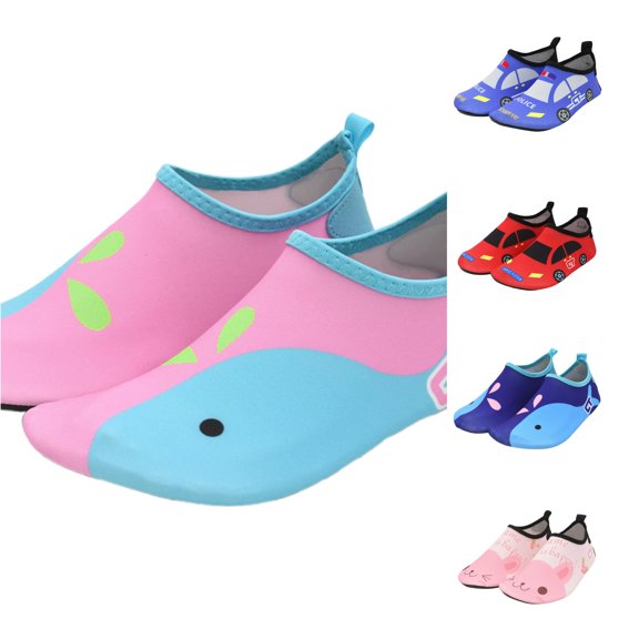 WEIGFI Toddler Kids Boys Girls Water Shoes Soft Sole Quick-Dry Beach Shoes Cartoon Print Lightweight Outdoor Sports Swim Pool Sneakers Camping Daily Cute Footwear,Light Pink,9-15 Months