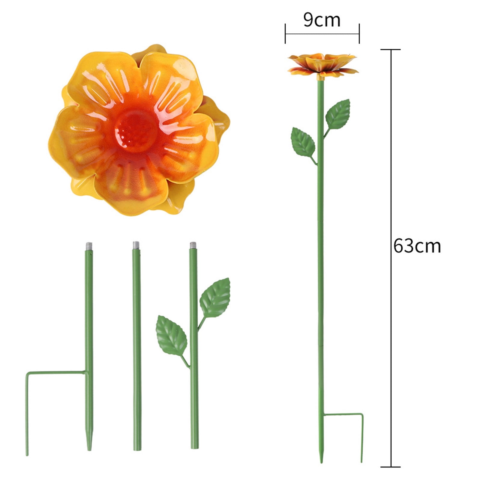 Bird Bath for Outside, 5 Pack Metal Flowers Garden Stake Bird Feeder & Bee Bath, Outdoor Flower Bird Bath Bee Watering Station for Garden