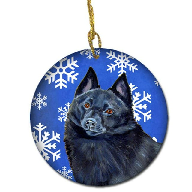 Schipperke Winter Snowflake Holiday Ceramic Ornament