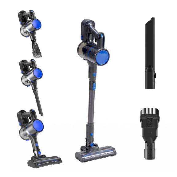 CONCETTA Cordless Vacuum Cleaner with Self-Standing, LED Screen, Lightweight Powerful Suction, 6-in-1 Rechargeable for Home Carpets, Pet Hair, Hardwood Floors, Black Blue