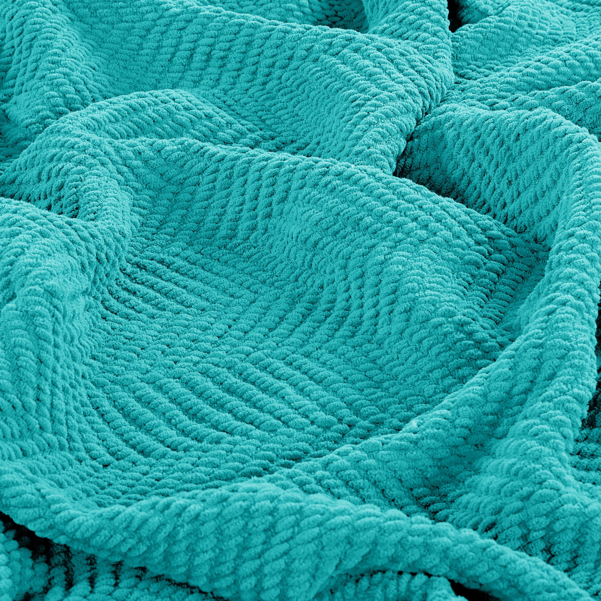 Home Soft Things Reversible Tweed Throw Blanket, Super Soft & Cozy - Baltic Blue, 50x60"