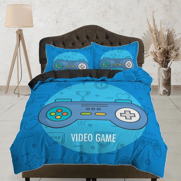 Video Gamer Bedding Funda Nórdica Azul, Gamer Boyfriend Gift Bed Set Full