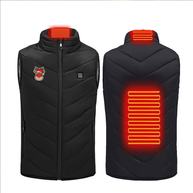 LSLJS USB Intelligent Constant Temperature Heated Vest Windproof Plus Size Coat Children Lightweight USB Electric Heating Waistcoat Winter Vest Coats( Black, 10-11 Years )
