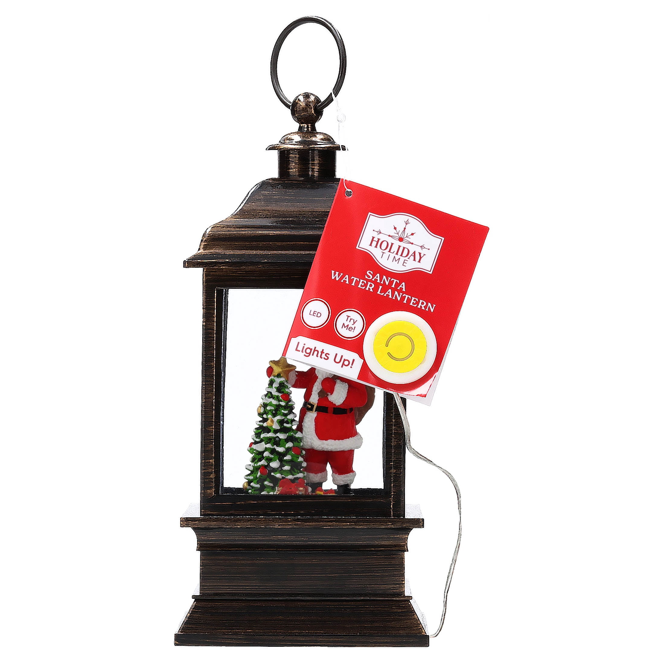 Light-Up Santa Square Water Lantern Christmas Decoration, Multicolor, 9", by Holiday Time