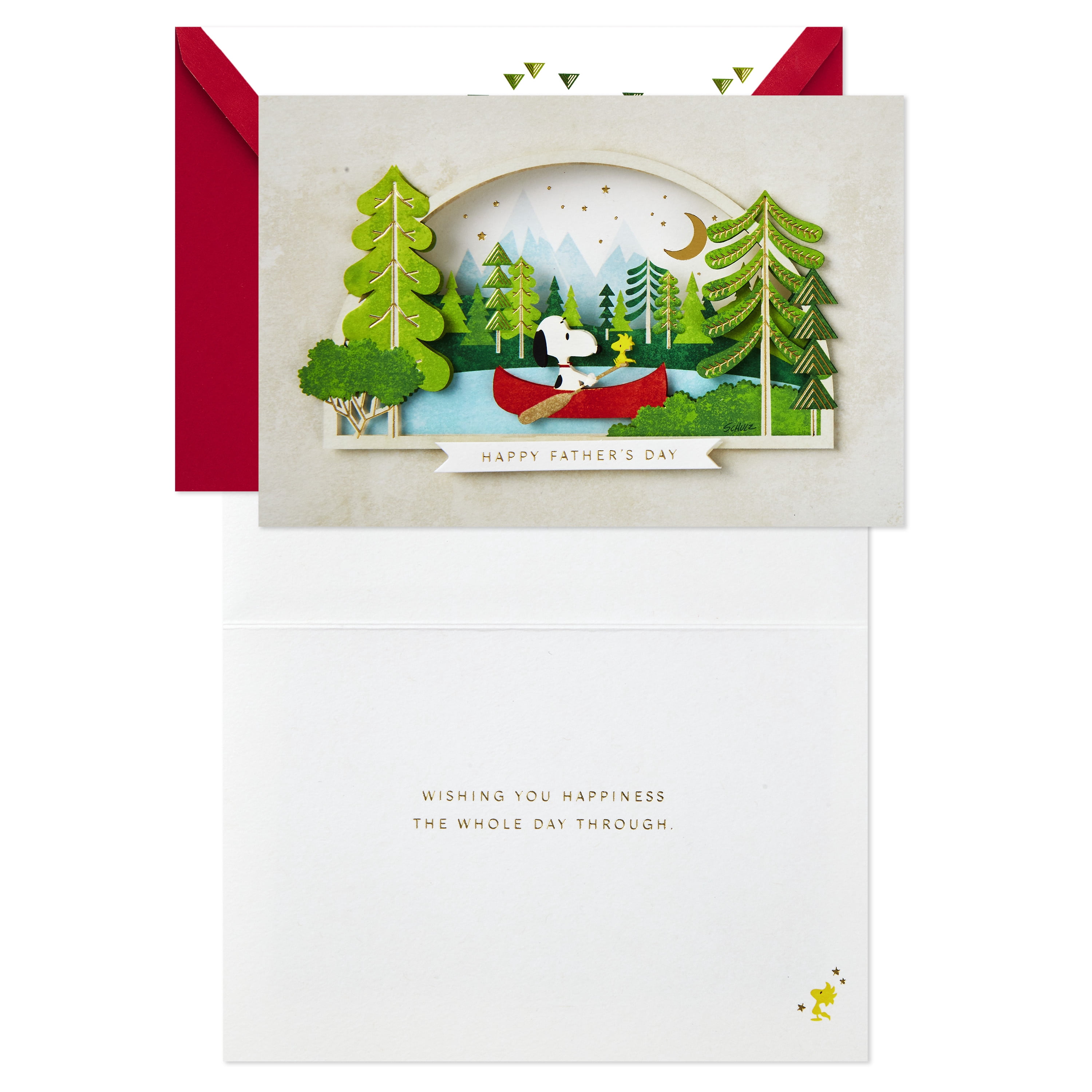 (2 pack) Hallmark Signature Peanuts Fathers Day Card (Snoopy and Woodstock Canoeing)