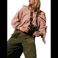 thumbnail image 3 of Sudadera con Capucha y Media Cremallera para Mujer, Informal, de Larga, Corta, con Cremallera de un Cuarto. Almidón de Raíz de M, 3 of 8