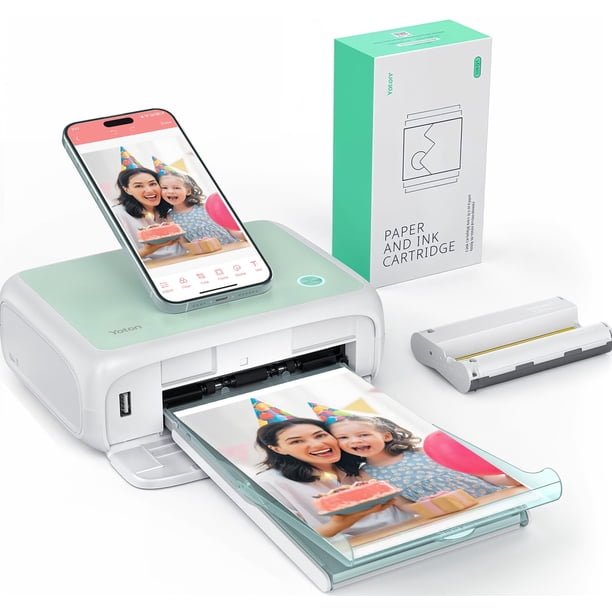 YOTON Impresora fotográfica, impresora fotográfica con 54 hojas (4 x 6 pulgadas) y 1 cartucho, compatible con impresión de video AR, conexión Wi-Fi, impresora fotográfica portátil para iPhone/Android