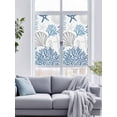 thumbnail image 4 of Non-Adhesive Static Cling Window Tint, Navy Blue Gray Coastal Window Privacy Film Frosted, Summer Beach Coral Shell Ocean Insulated Windows Frosted Films for Living room, 35.4 x 78.7 Inches, 4 of 9
