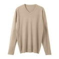 thumbnail image 4 of Men's V-Neck Knit Sweater Casual Long Sleeve Slim Fit Sweaters Comfortable Thermal Pullover Shirts, Beige, XXXL, 4 of 6
