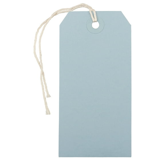JAM PAPER Gift Tags with String - Medium - 4 3/4 x 2 3/8 - Baby Blue - Bulk 1000/Carton